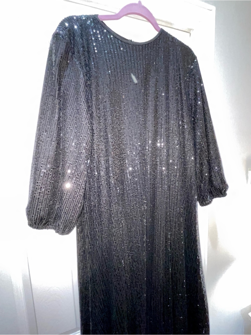 Black Sequin Long Sleeve Evening Dress - Picture 11 of 12